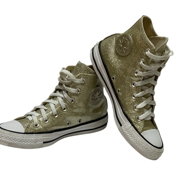 💥SALE💥CONVERSE WOMENS All-STAR CHUCK TAYLOR GOLD HIGHTOP SNEAKERS SZ 6 - Picture 1 of 12